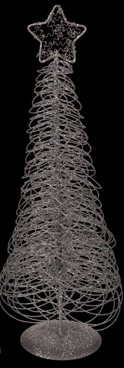 Metall-Tannenbaum mit Stern und glitter 40 cm silber