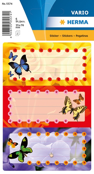 Herma Buch-Etiketten Schmetterlinge mit Glimmer