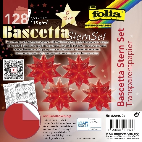 Folia Bascetta Stern-Set Mini rot 7,5 x 7,5 cm