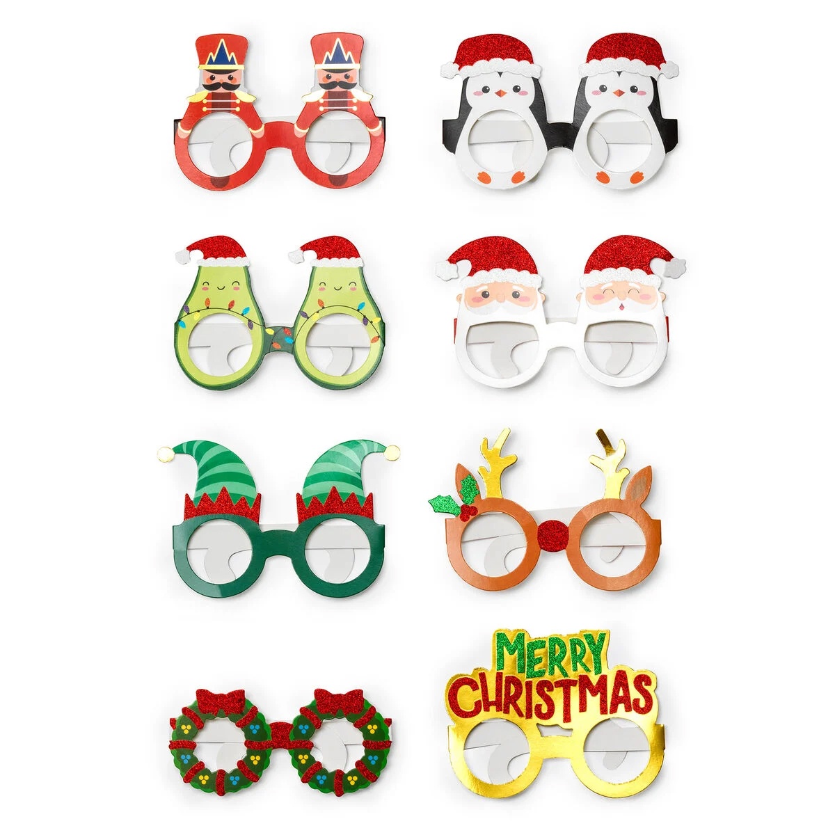 Set mit 8 Weihnachtsbrillen aus Papier von Legami