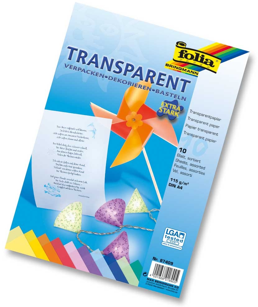 Folia Transparentpapier-Block A4 115g/m² farbig sortiert