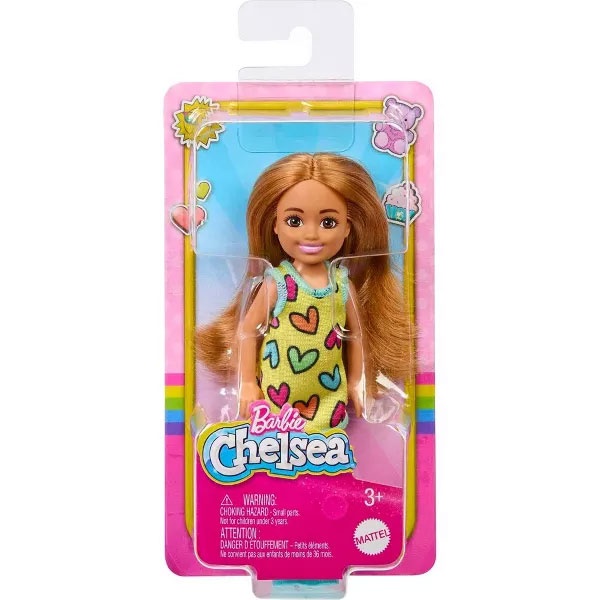 Barbie Chelsea Puppe Braune Haare mit Herzchenkleid Mattel