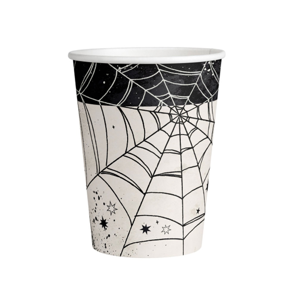 Halloween Partybecher Spiderweb Spinnenwebe 250 ml 8 Stück