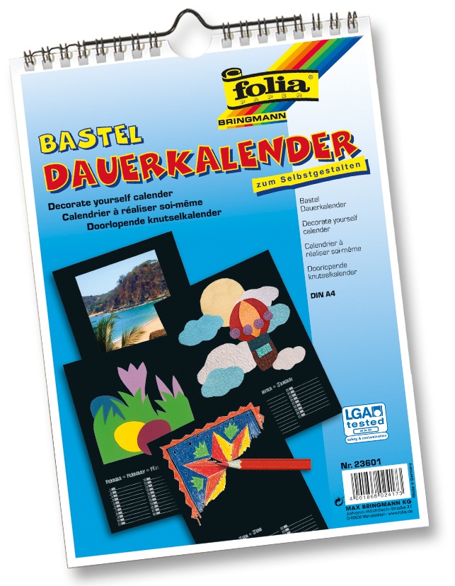 Folia Bastel-Dauerkalender A4 schwarz