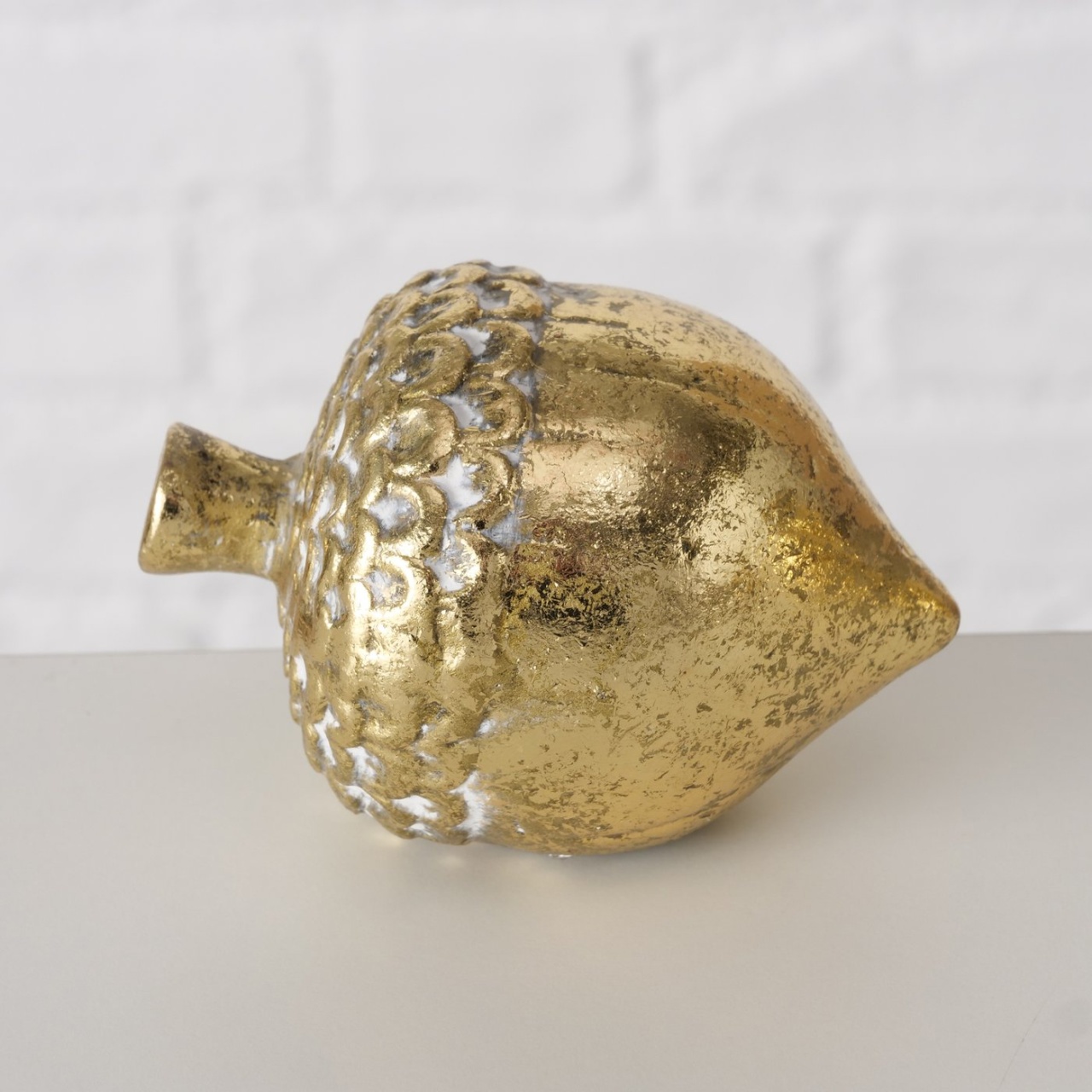 Deko Firgur Eichel aus Keramik in goldfarben H: 9 cm