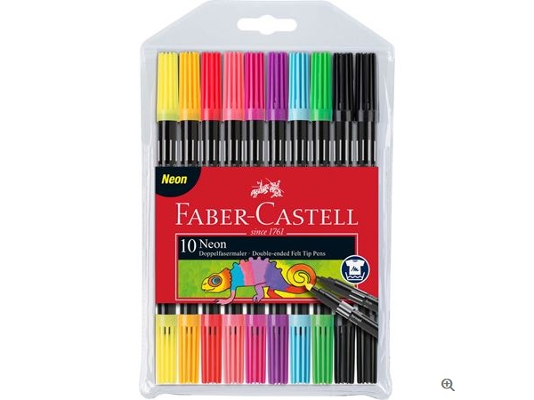 Faber-Castell Filzstifte Doppelfasermaler neon 10er Etui