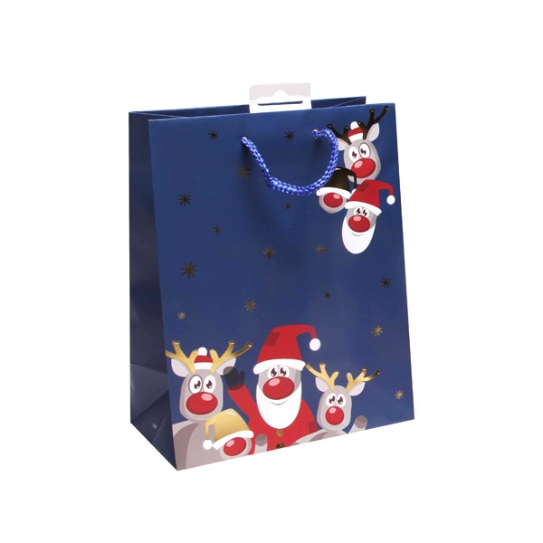Weihnachten Geschenktasche Santa und Ren 11 x 18 cm