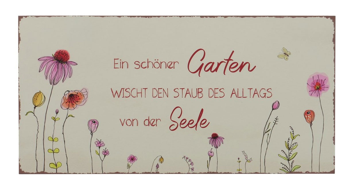 Deko Schild Blumen  Ein schöner Garten 40 x 20 cm Eisen