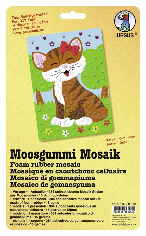 Moosgummi Mosaik Katze Kleben nach Zahlen
