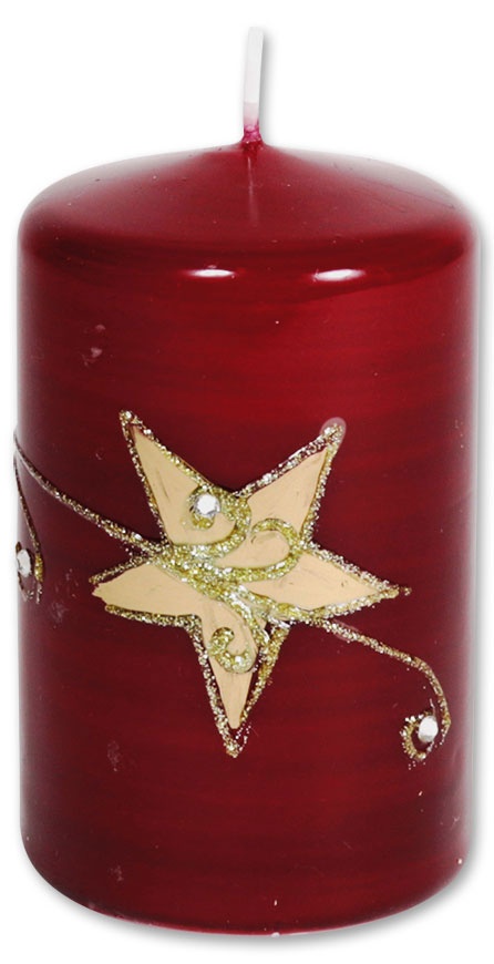 Weihnachtskerze Kerzenzylinder Stern rot 6,5x11 cm