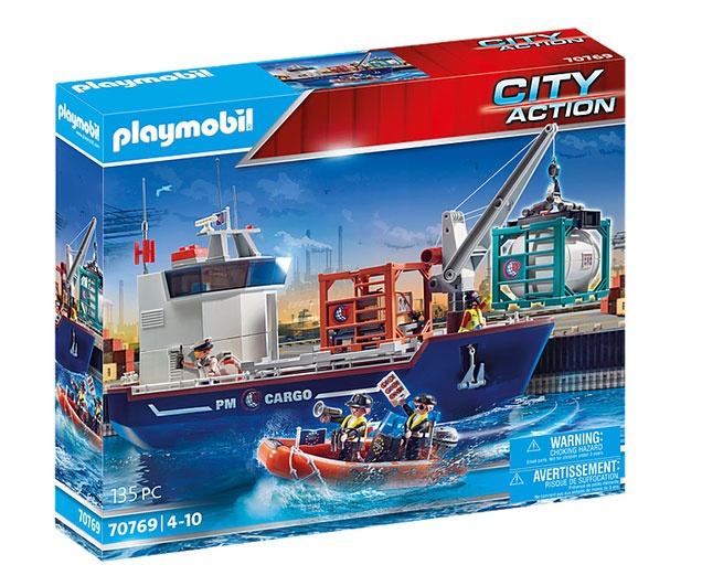 Playmobil 70769 Action City Großes Containerschiff Zollboot