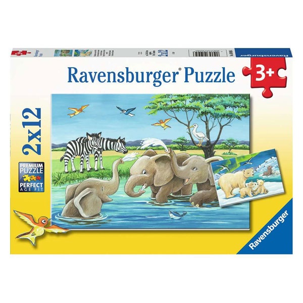 Ravensburger Puzzle Tierkinder aus aller Welt 2x12 Teile
