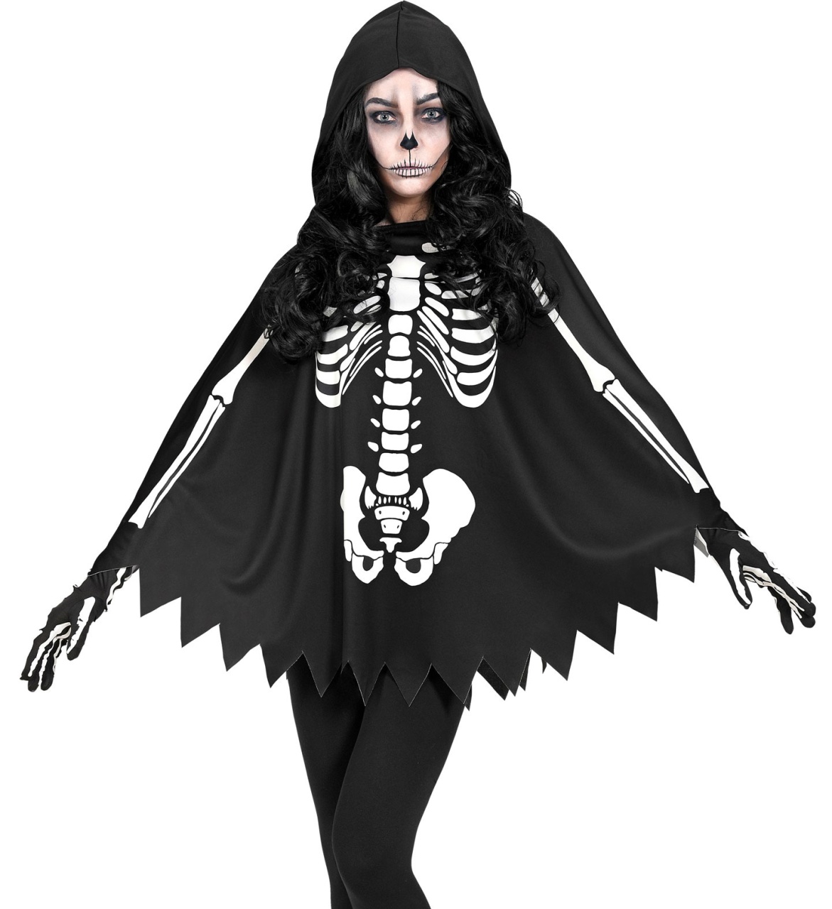 Kostüm Damenkostüm Skelett Poncho One Size