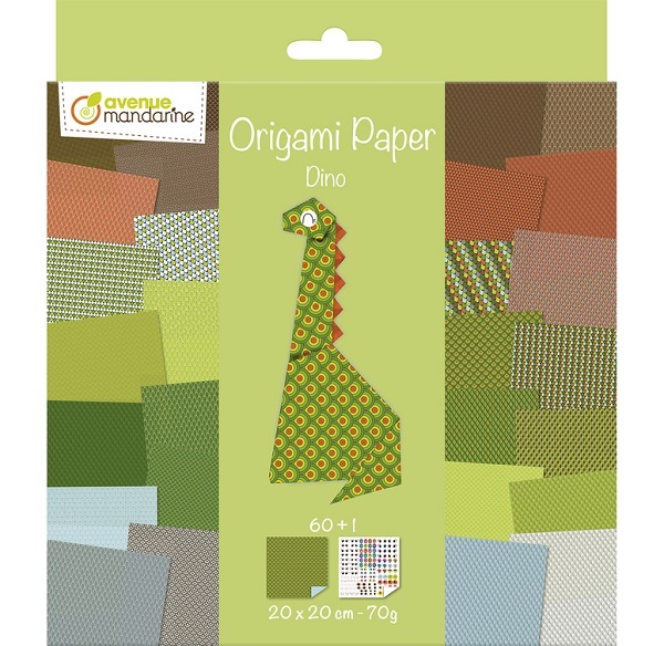 Avenue Mandarine Origami Papier Dino 20 x 20 cm