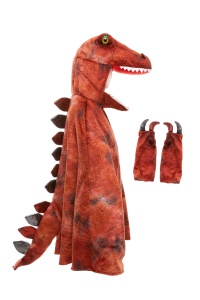 Kostüm Grandasaurus T-Rex Cape rot/schwarz 7-8 Jahre