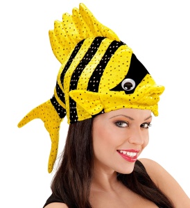 Kostüm-Zubehör Tropenfisch-Hut gelb/schwarz