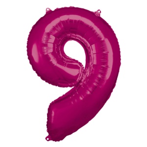 Folienballon Zahl 9 pink