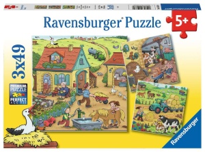Ravensburger Puzzle Viel los auf dem Bauernhof  3 x 49 Teile