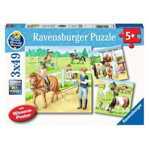 Ravensburger Puzzle Ein Tag auf dem Reiterhof 3x49 Teile